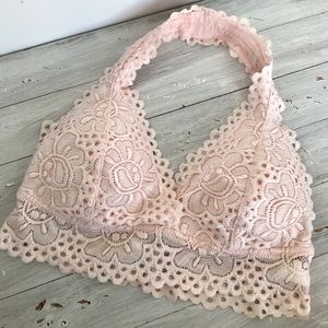 Aeropostale baby pink lace halter Bralette